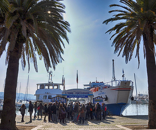 Photo of the boats docking at the La Spezia pier