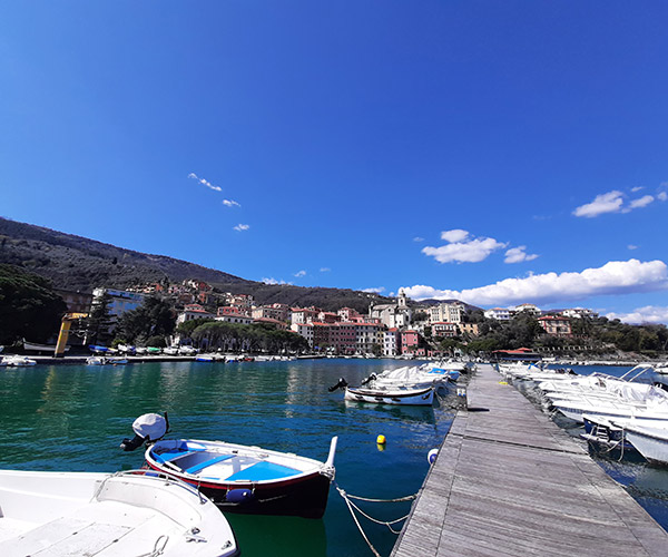 Photo of the small port of the village of Fezzano in Porto Venere